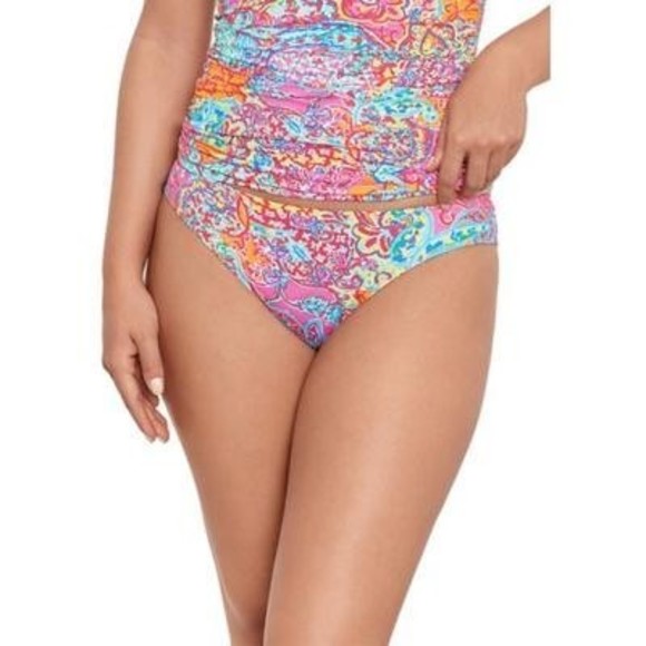 Lauren Ralph Lauren Women's Bikini Pink Printed Swim Bottom, Size 14 - Picture 1 of 12